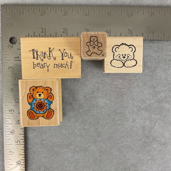 Vintage teddy bears rubber stamps + buttons & crafting embellishments - Picture 7 of 7